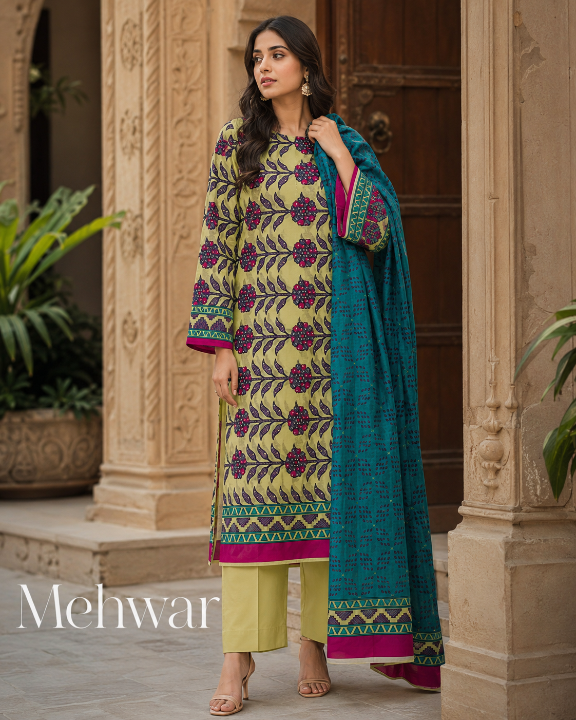 Mehwar – Emerald Meadow Printed Lawn Suit