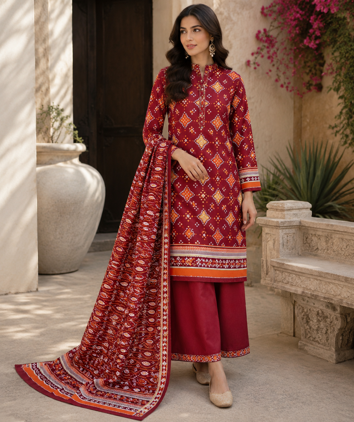 Mehwar – "Ruby Heritage" Premium Lawn 3-Piece Suit