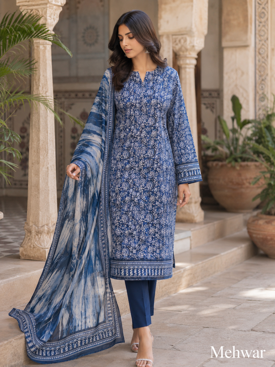 Mehwar – Sapphire Mist Printed Lawn Suit