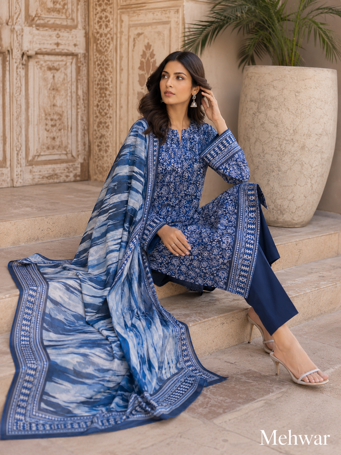 Mehwar – Sapphire Mist Printed Lawn Suit