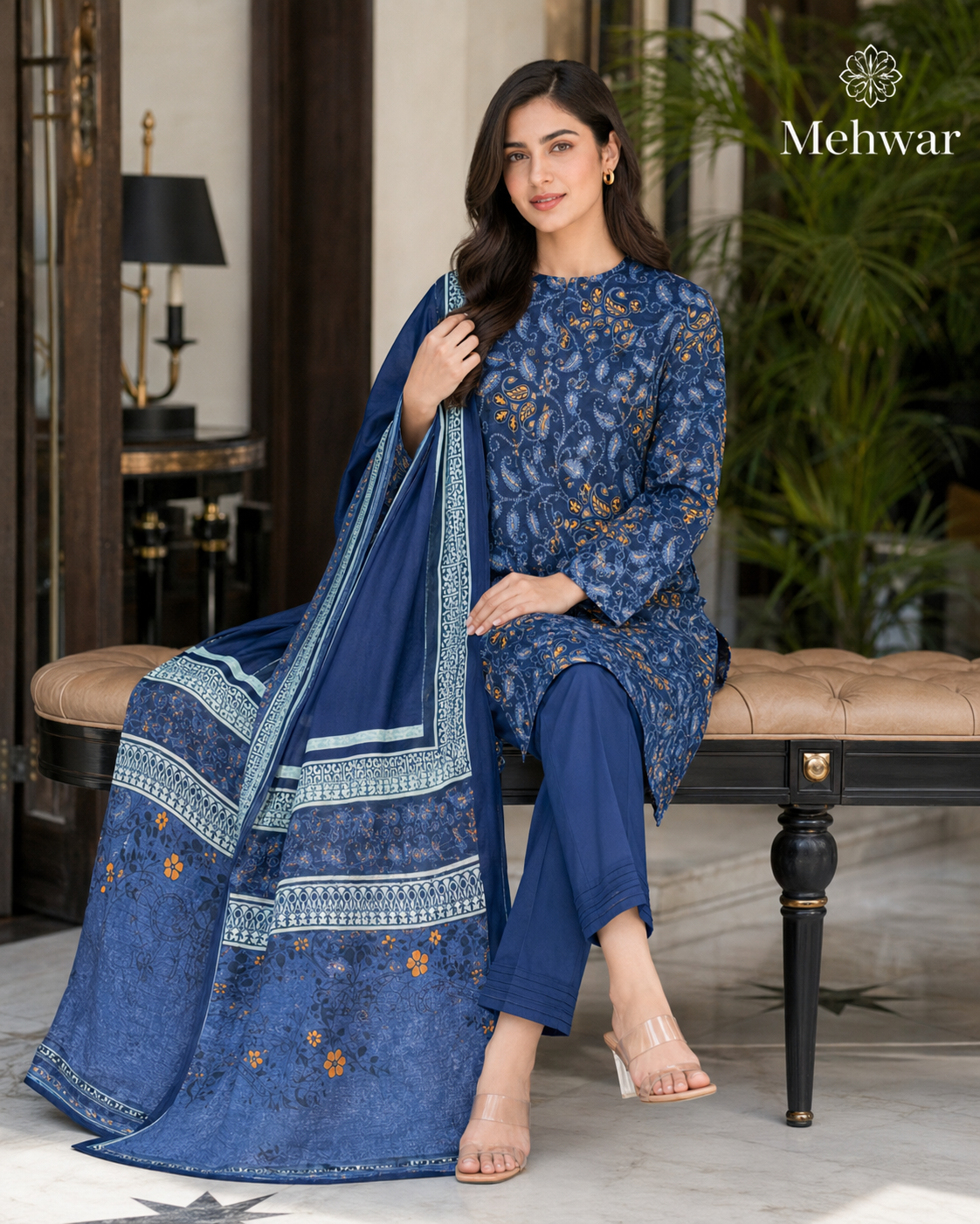 Mehwar – Sapphire Royale Printed Lawn Suit