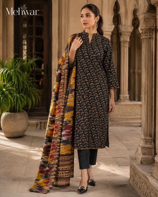 Mehwar – Midnight Heritage Printed Lawn Suit
