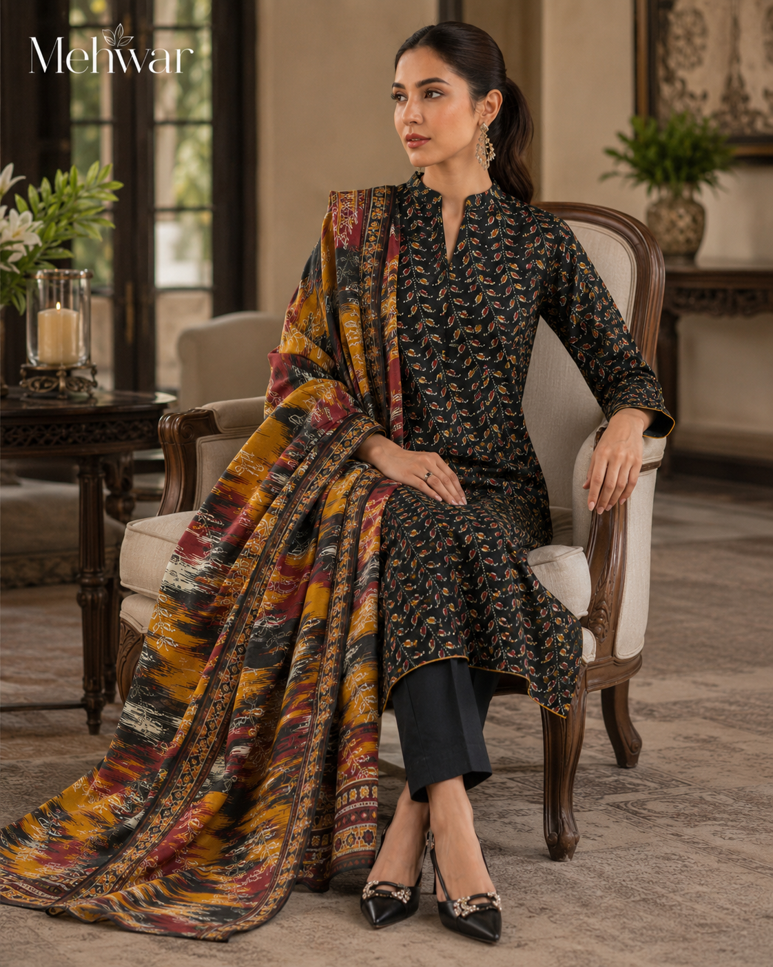Mehwar – Midnight Heritage Printed Lawn Suit