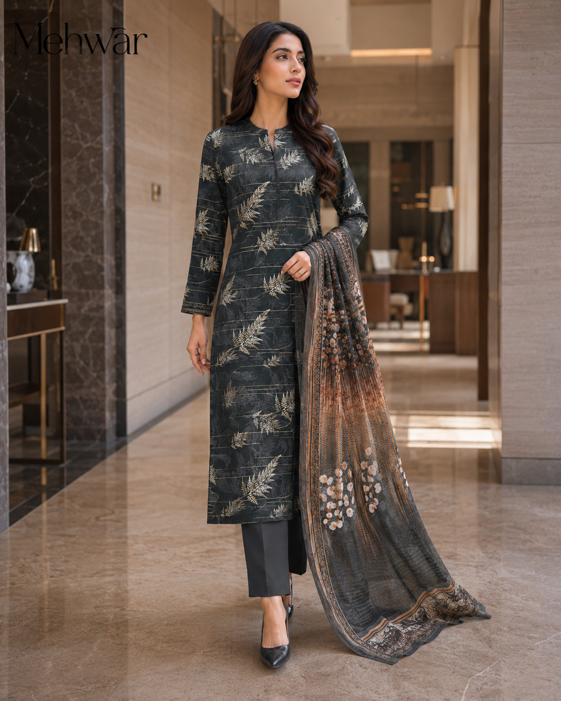 Mehwar – Midnight Luxe Printed Lawn Suit
