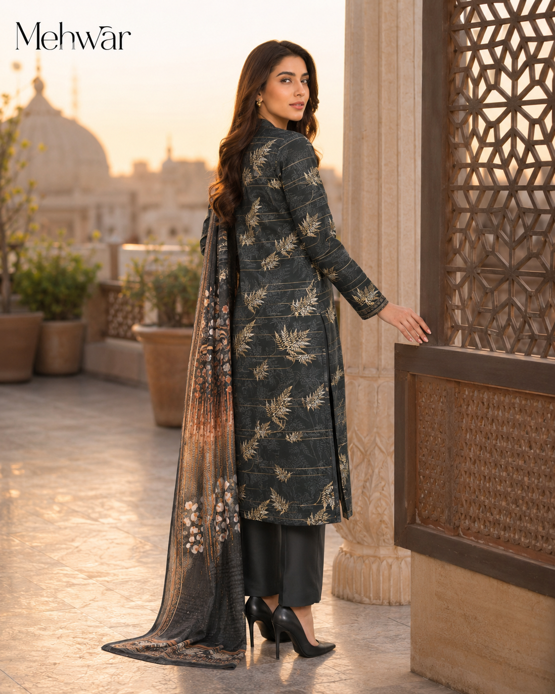 Mehwar – Midnight Luxe Printed Lawn Suit
