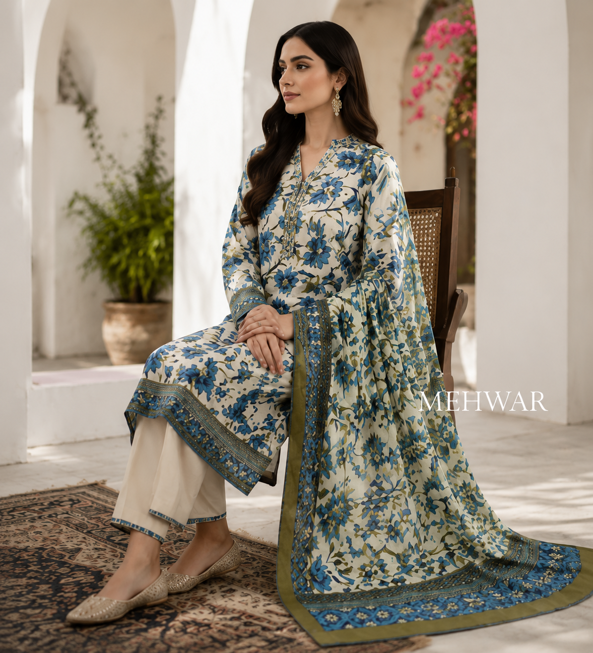 Mehwar – Blush Heritage Printed Lawn Ensemble