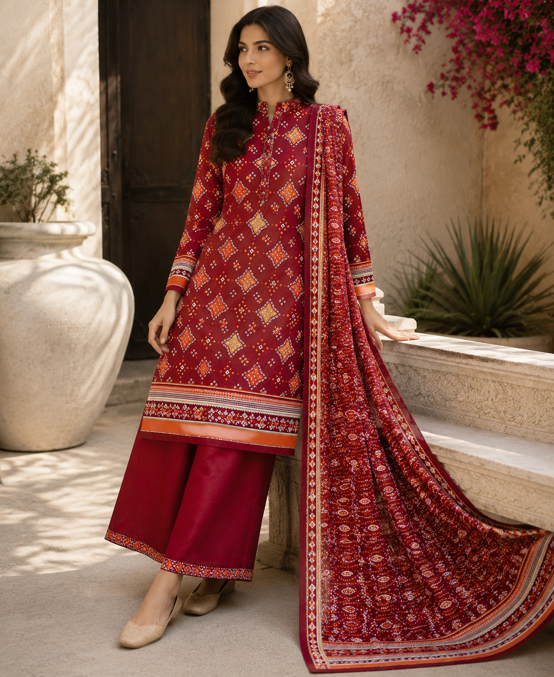 Mehwar – "Ruby Heritage" Premium Lawn 3-Piece Suit