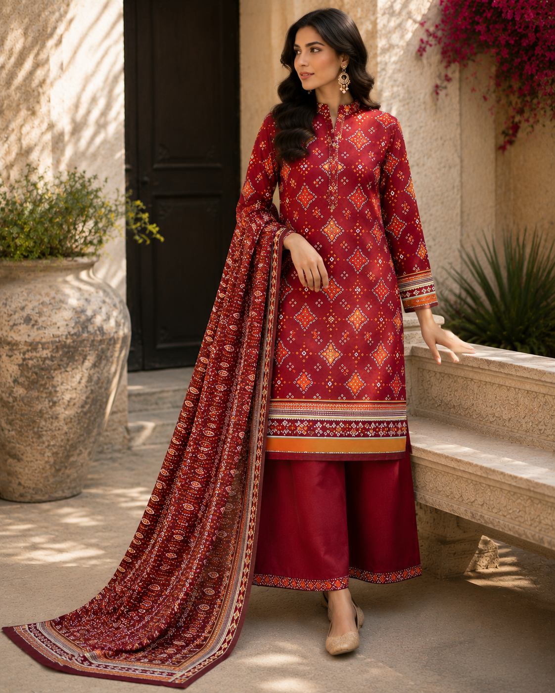 Mehwar – "Ruby Heritage" Premium Lawn 3-Piece Suit