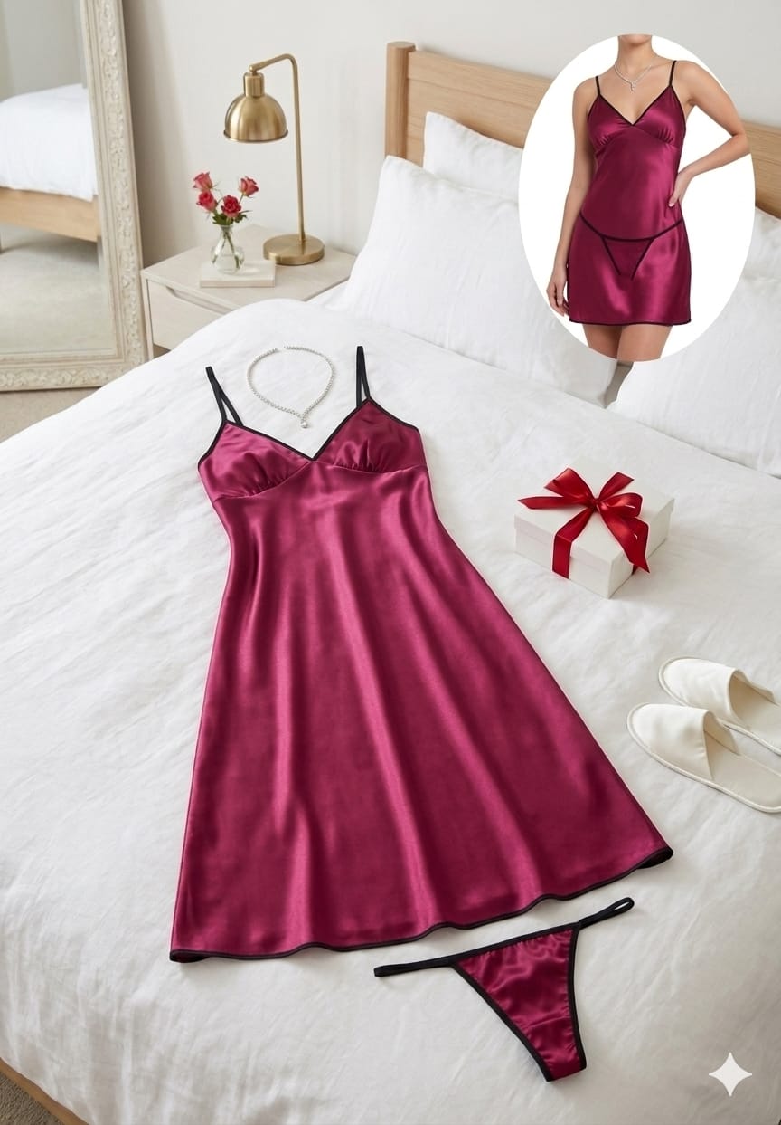 Nightdress Deep V Lace Sleepwear Women Lingerie Silk Satin nightie Nightgown Sleeveless Sling Nightwear Home Dress